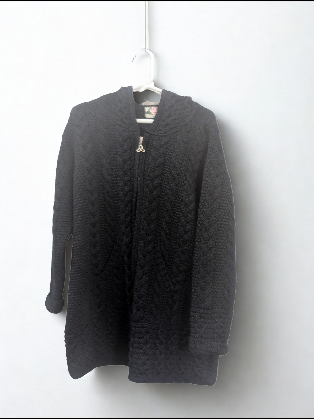 Aran Crafts Navy Hooded Cable-Knit Zip Cardigan - Picture 2 of 11